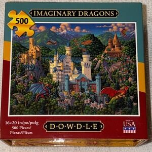 Dowdle Imaginary Dragons 500 Piece Jigsaw Puzzle Eric Dowdle Folk Art Fantasy